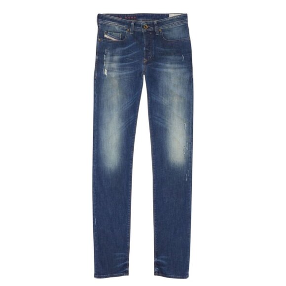 Diesel Mens Buster Regular Slim Tapered Stretch Jeans W28 L32 Blue Distressed